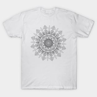 Black Mandala on White Background T-Shirt